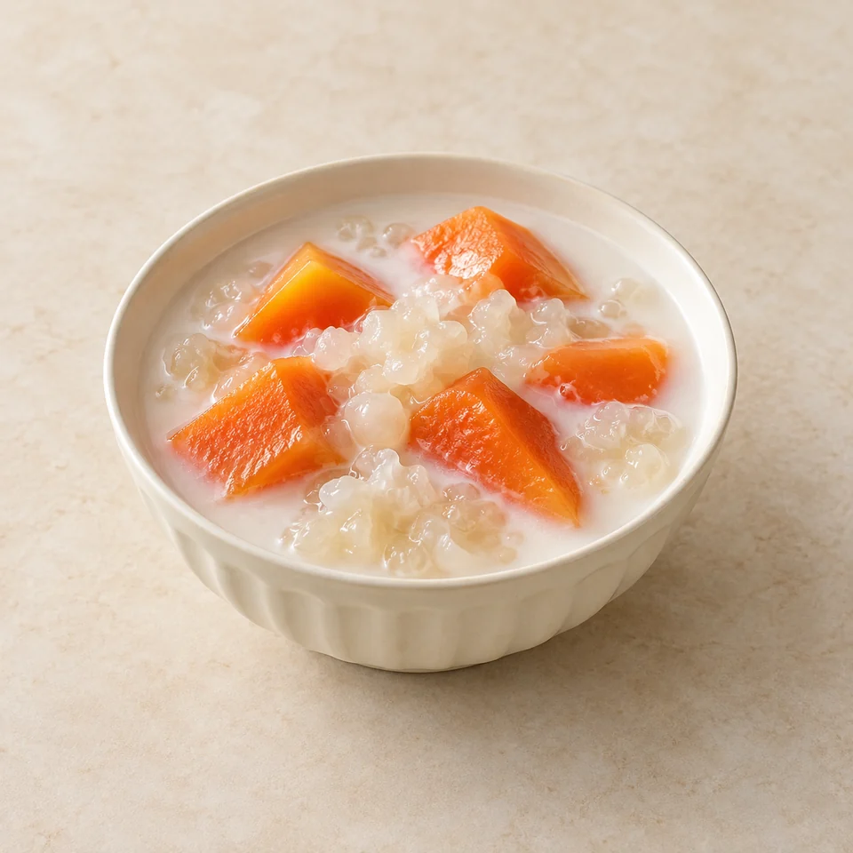 Stewed Papaya and Snow Frog Dessert — ai-generated illustration