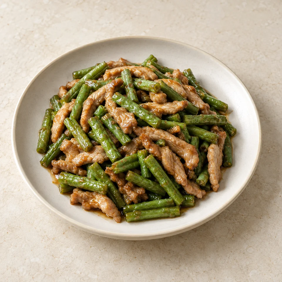 Stir-Fried Cowpeas with Pork — ai-generated illustration