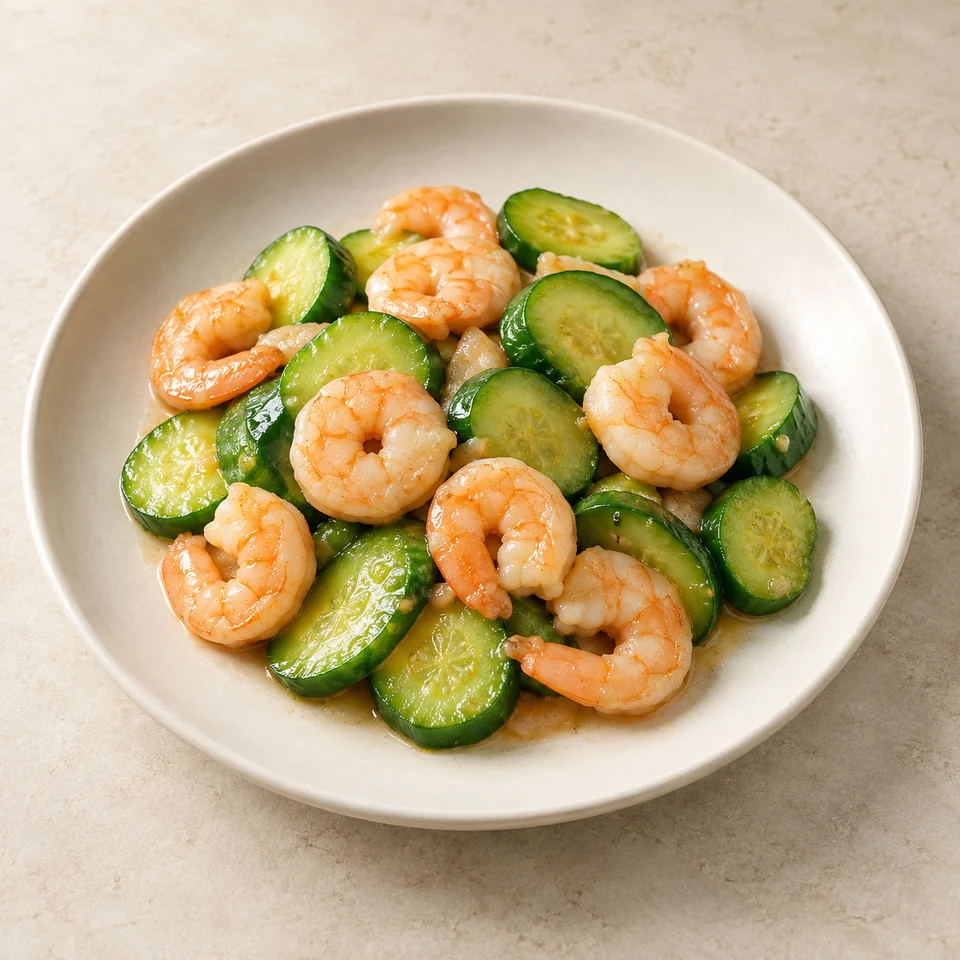 Stir-Fried Cucumber with Shrimp — ai-generated illustration
