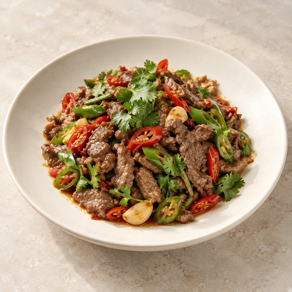 Stir-Fried Yellow Beef — ai-generated illustration