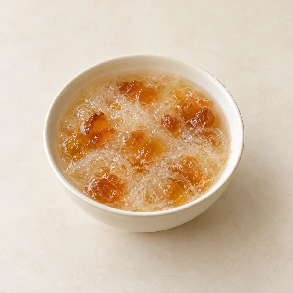 Peach Gum & Snow Gum Sweet Soup — ai-generated illustration