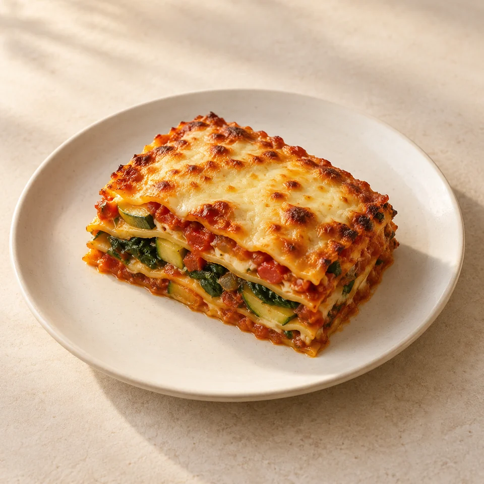 Lasagne, vegetable, retail — ai-generated illustration