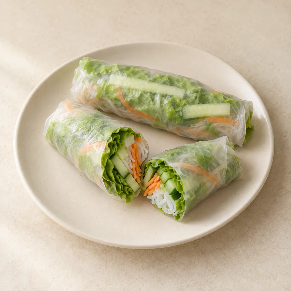 Rice paper roll, vegetable filling, fresh — ai-generated illustration