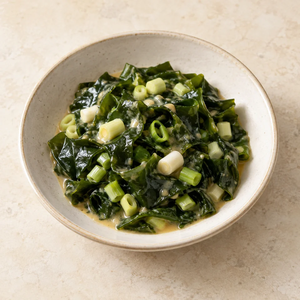 Wakame and scallions with vinegar miso — ai-generated illustration